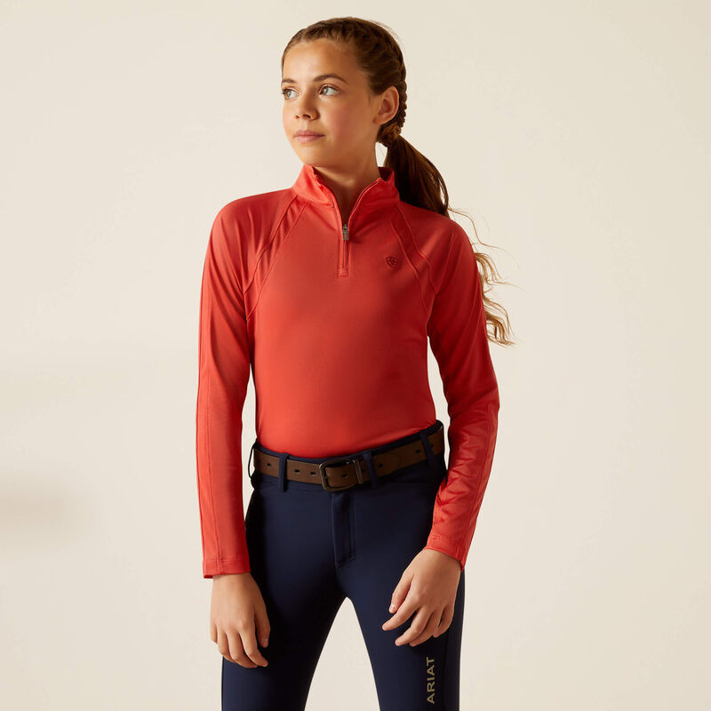 Ariat Youth Sunstopper 3.0 LS Baselayer Navy/Red - Image 2