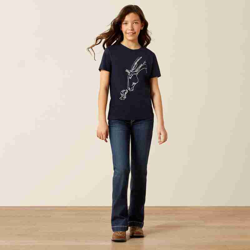 Ariat Unisex Hay Girl T-Shirt - Classic Navy - Image 4