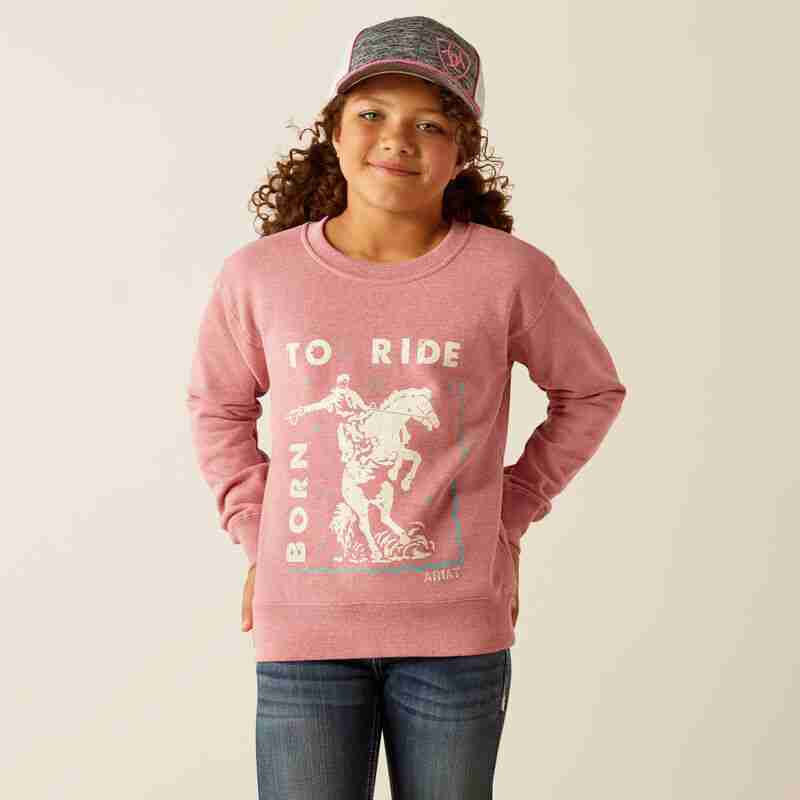 Ariat Girls Junior Rider Sweatshirt - Rose Wine Heather - Image 2