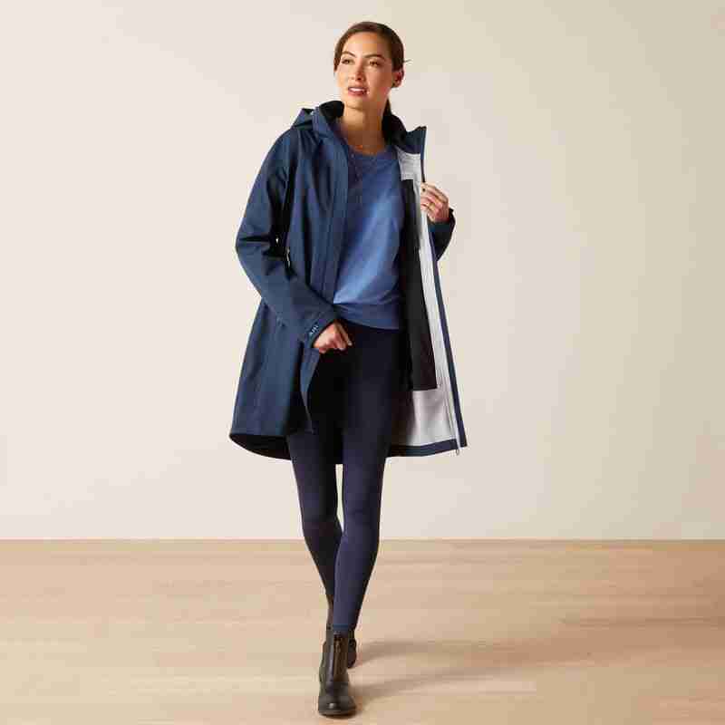 Ariat Ladies Coastal Long Waterproof Parka - Navy - Image 3