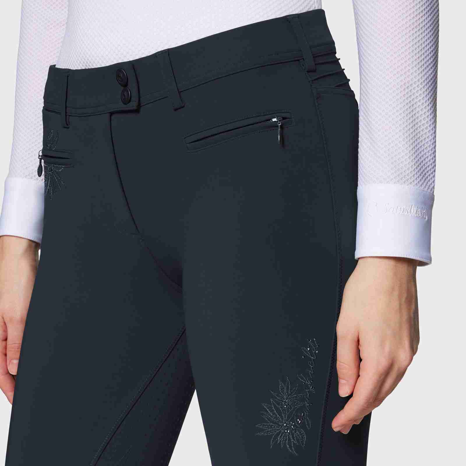 Samshield Adele Spring Flower Ladies Knee Grip Breeches - Navy - Image 3