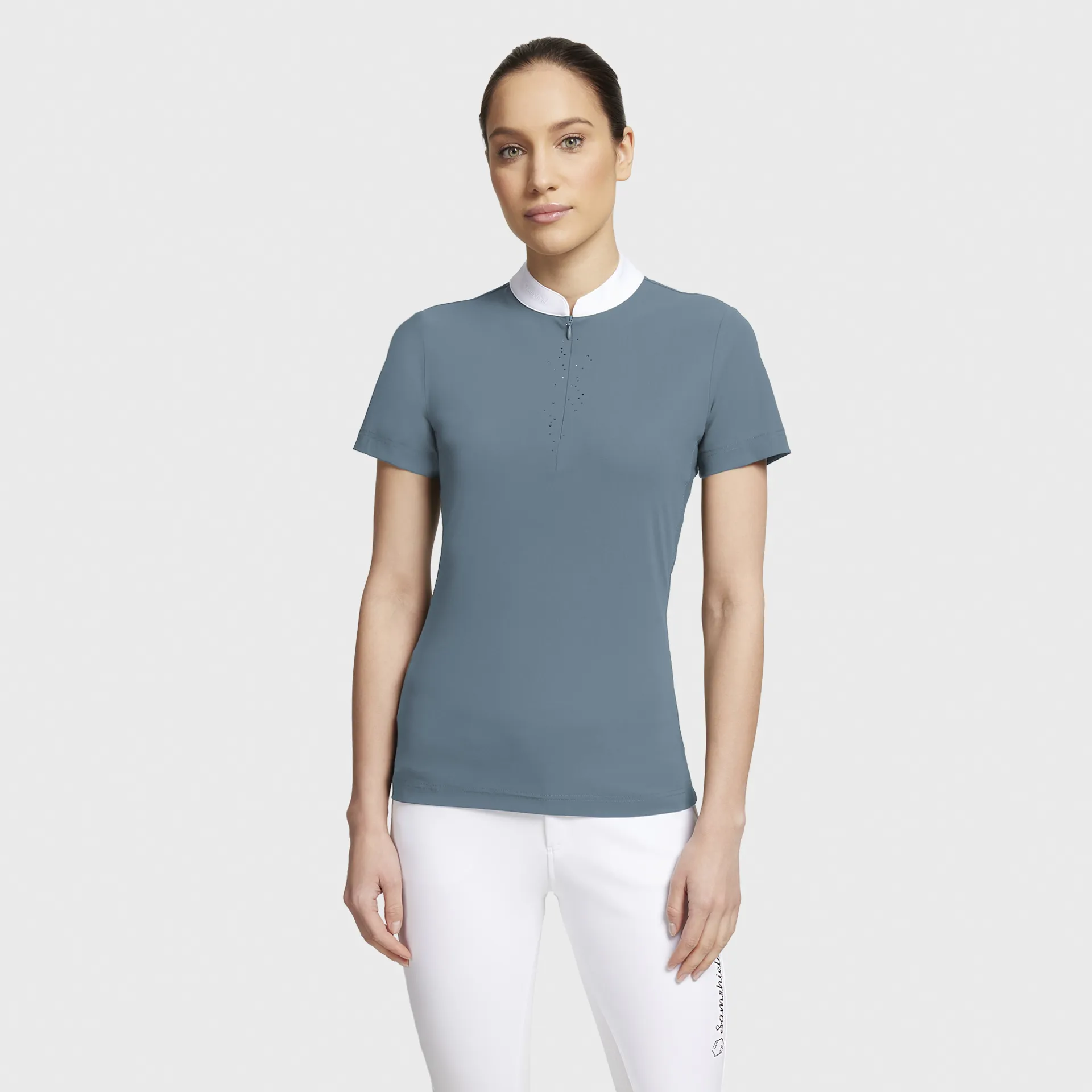 Samshield Ladies Louison Crystal Short Sleeve Show Shirt Dusty Blue - Image 3