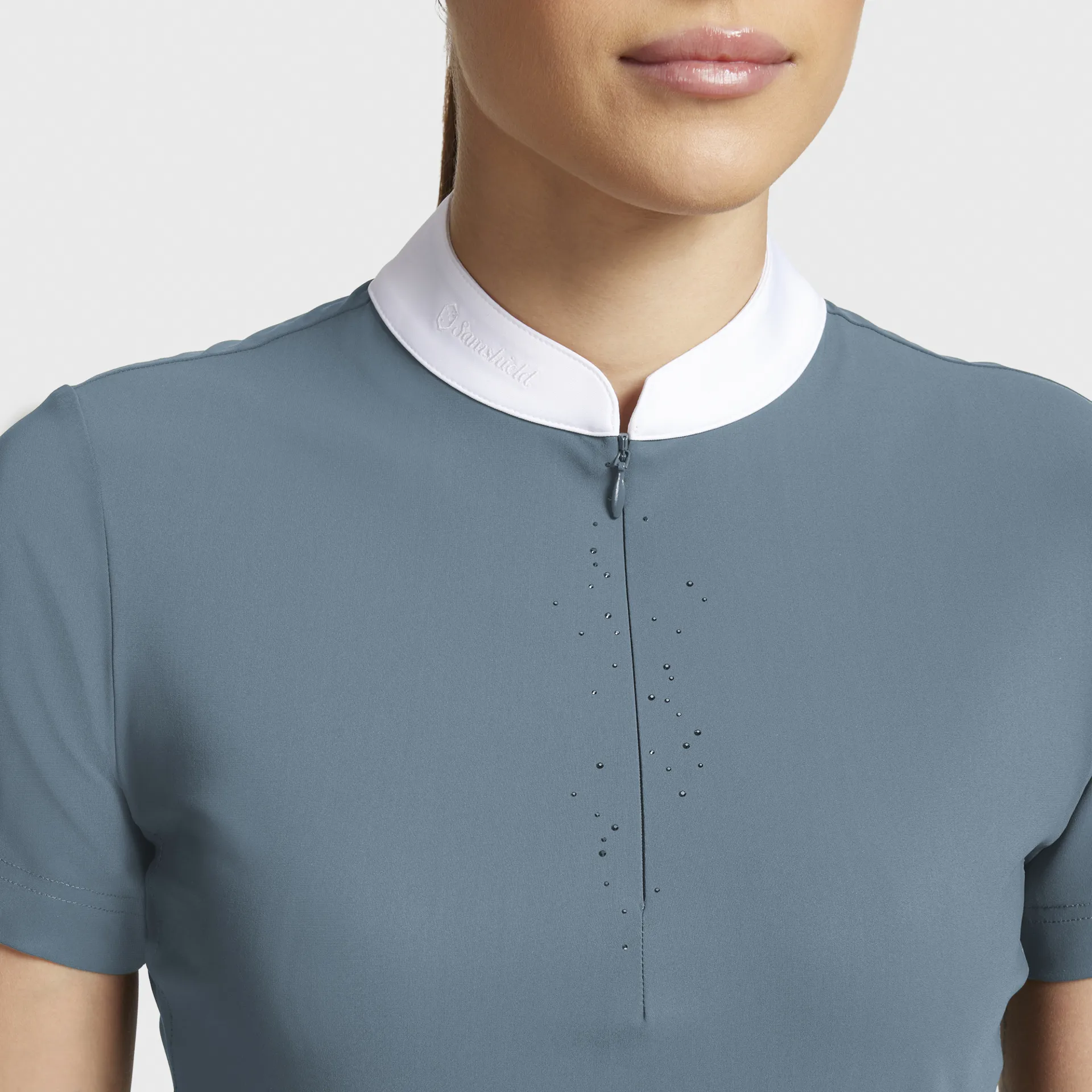 Samshield Ladies Louison Crystal Short Sleeve Show Shirt Dusty Blue - Image 2