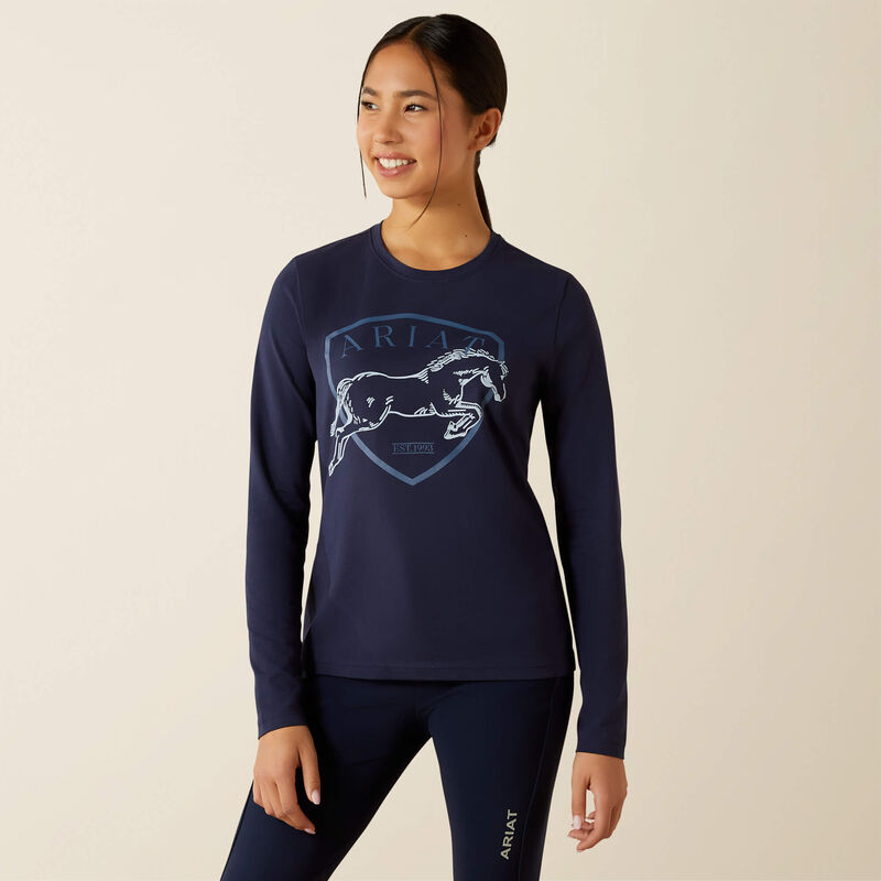 Ariat Youth Unisex Liberty Jump LS T-Shirt - Navy