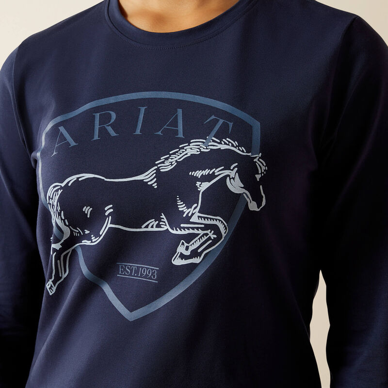 Ariat Youth Unisex Liberty Jump LS T-Shirt - Navy - Image 4