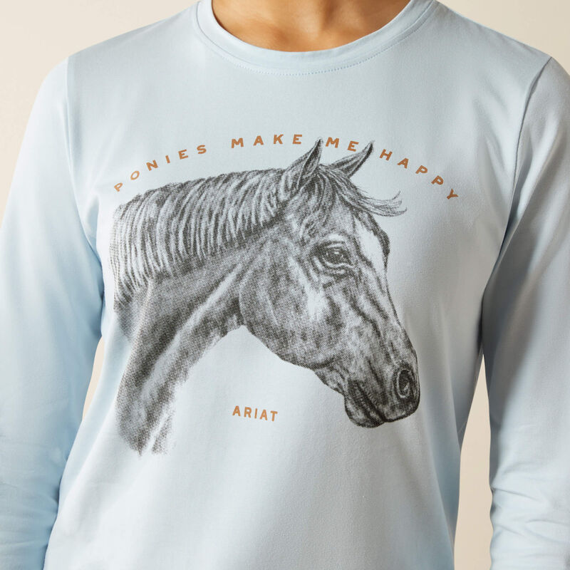 Ariat Unisex Youth Happy LS T-Shirt - Skyway - Image 4