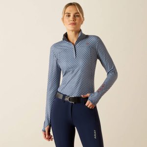 Ariat Lowell 3.0 1/4 Zip Baselayer - China Blue Arrows