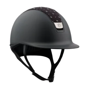 Samshield Shadowmatt V2 2.0 Helmet Black/Black Chrome Trim-Royal Flower Swarowski - Medium Shell