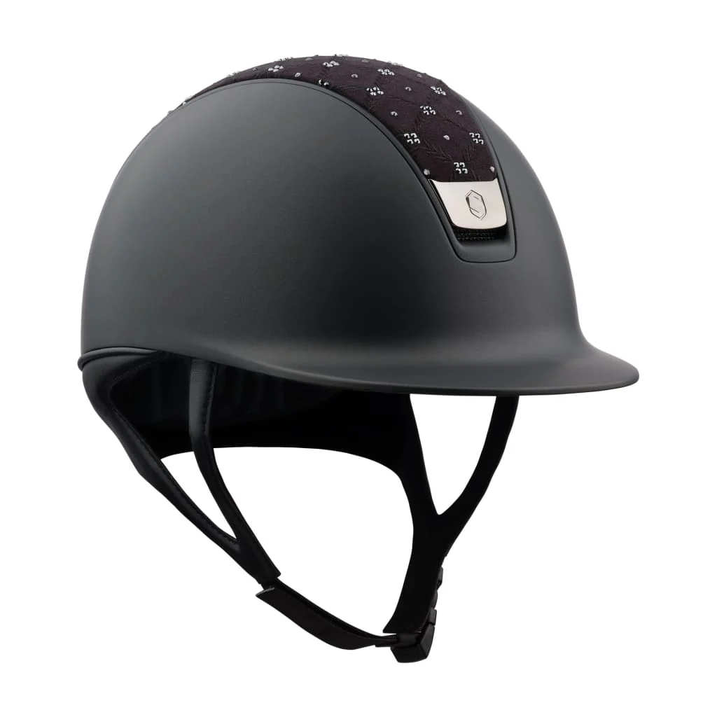 Samshield Shadowmatt V2 2.0 Helmet Black/Black Chrome Trim-Royal Flower Swarowski - Medium Shell
