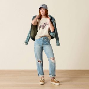 Ariat Floral Leap T-Shirt - Oatmeal