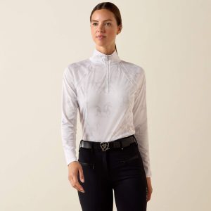 Ariat Sunstopper 3.0 1/4 Zip Baselayer - White Mirage Print
