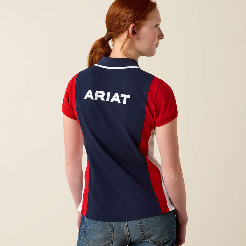 Ariat Taryn Polo Shirt - Navy & Red - Image 2