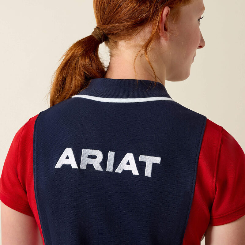 Ariat Taryn Polo Shirt - Navy & Red - Image 4