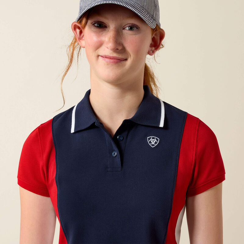 Ariat Taryn Polo Shirt - Navy & Red - Image 5
