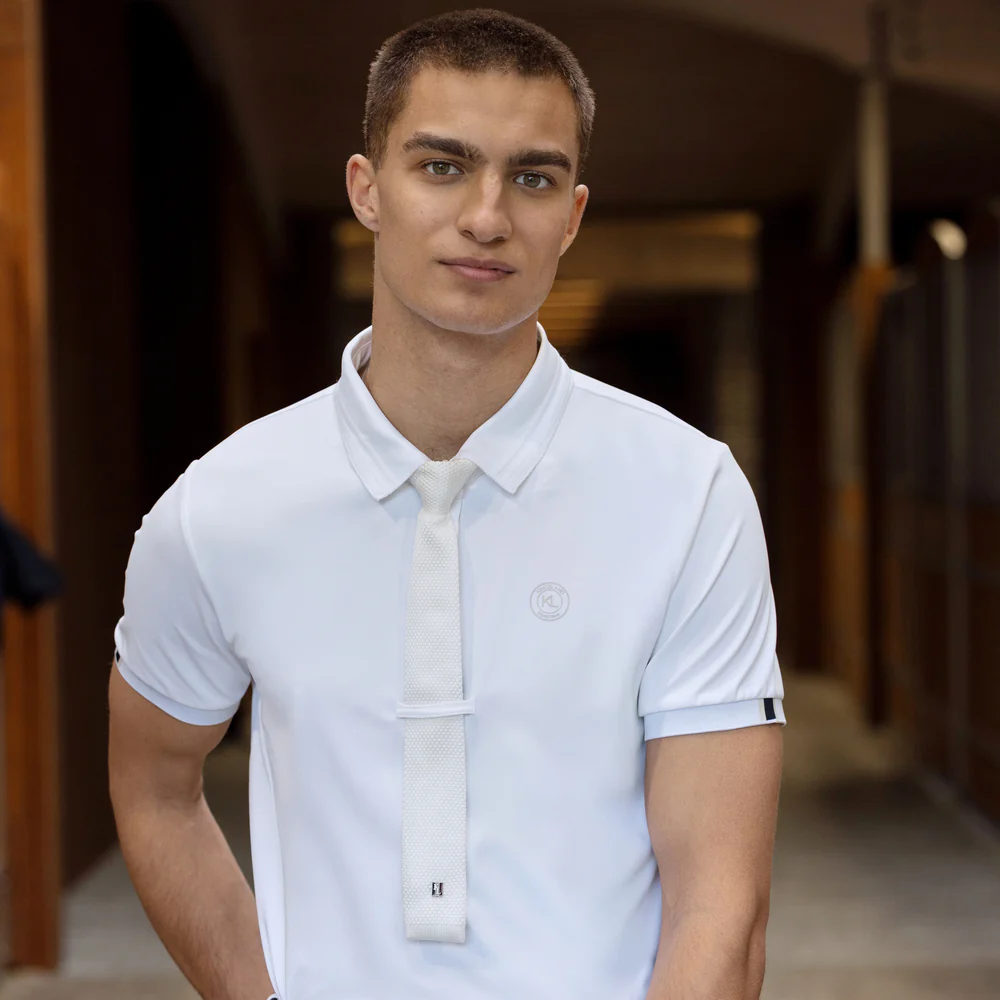 KLLorenzo Mens Polo Pique Show Shirt - White - Image 3