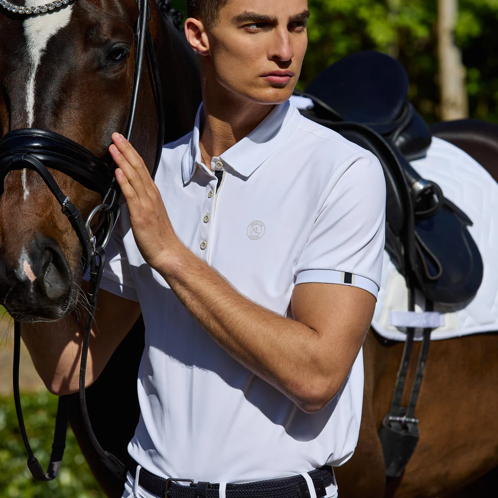 KLLorenzo Mens Polo Pique Show Shirt - White