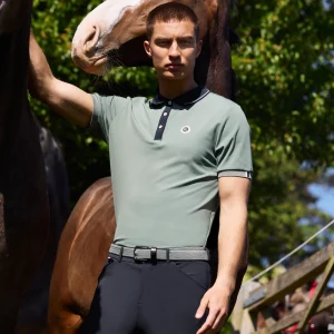 KLLorenzo Mens Polo Pique - Green Agave