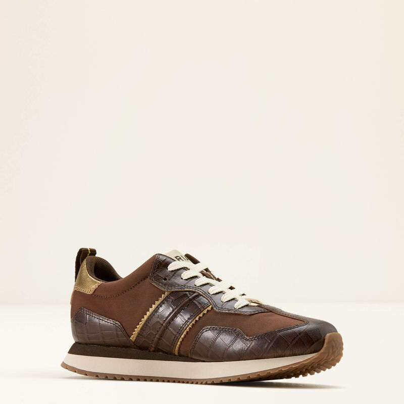 Ariat Women's Ranch Runner Trainer -Aged Tan / Luxe Espresso Croc - Image 6